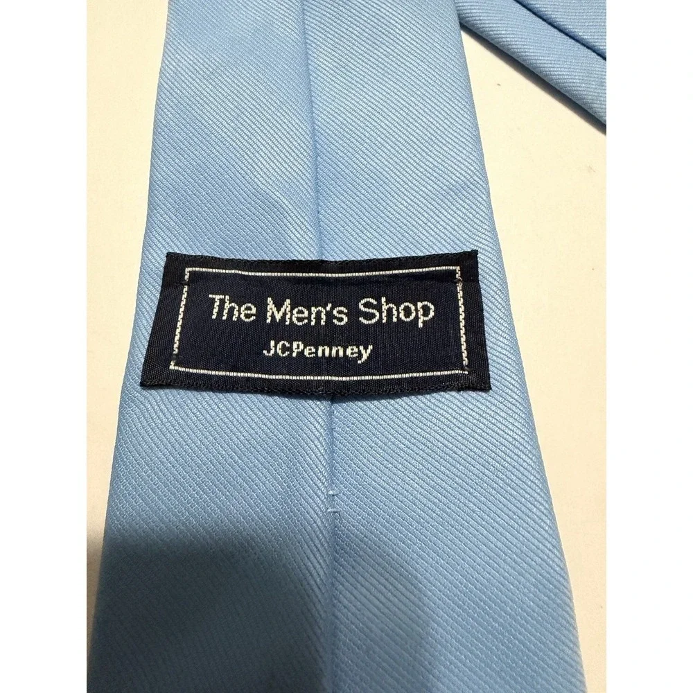 The Men's Shop JCPenney Light Blue Ribbed Polyester Necktie RN 20521